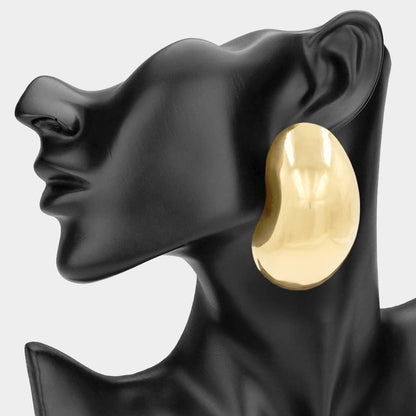 Bold Sculpted Metal Dome Statement Earrings
