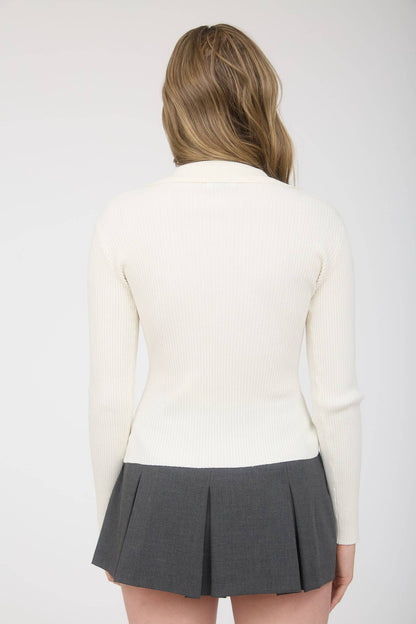 Cream Front Hook Cardigan