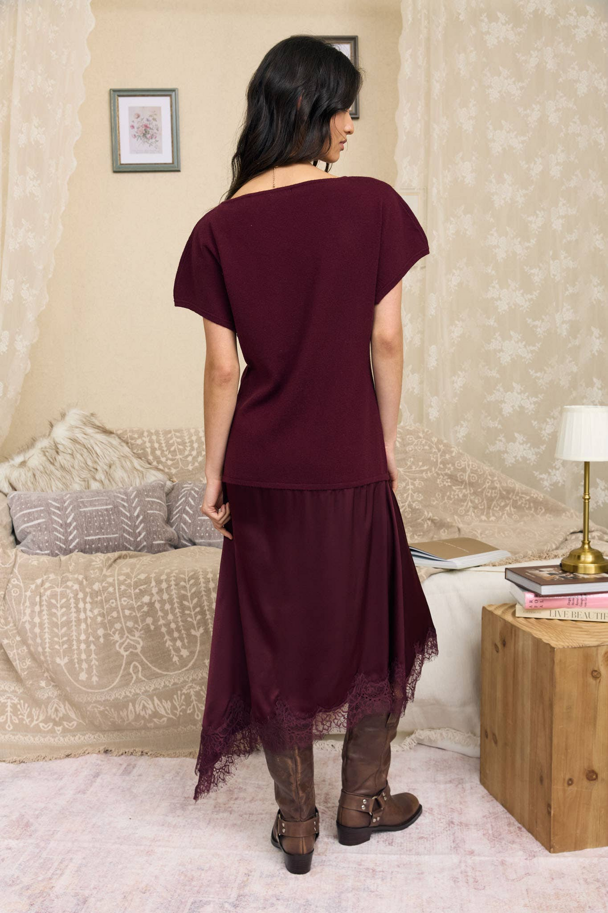 Hem Lace Midi Dress