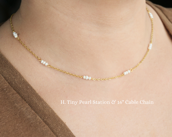 Gold Dainty Pearl Necklaces