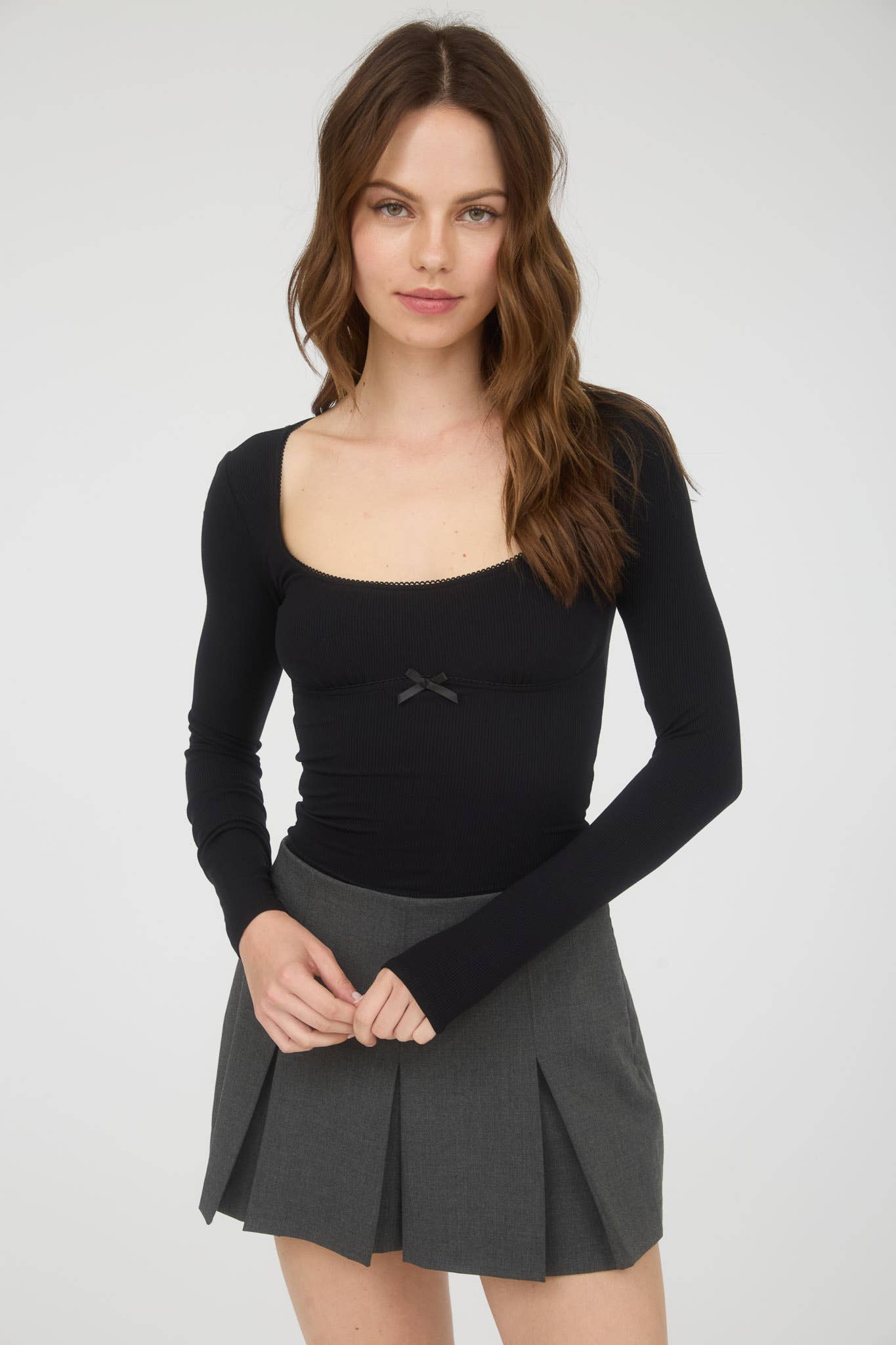 Scoop Neck Bow Detail Top