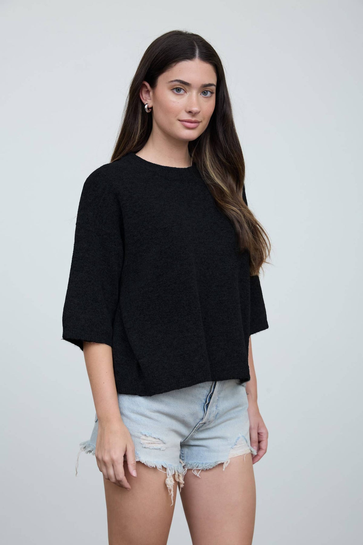 Half Sleeve Boxy Pullover-Shirts & Tops-The Workshop Studio-Bottoms Up Boutique