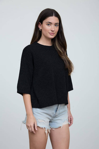 Half Sleeve Boxy Pullover-Shirts & Tops-The Workshop Studio-Bottoms Up Boutique