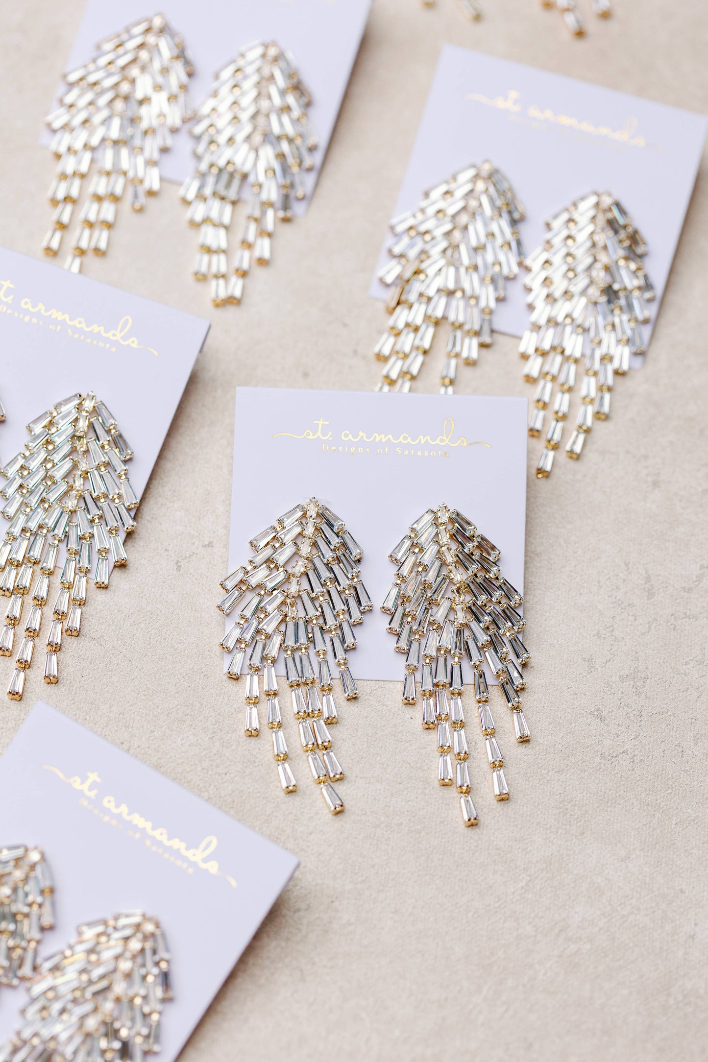 Crystal Waterfall Tassel Earrings