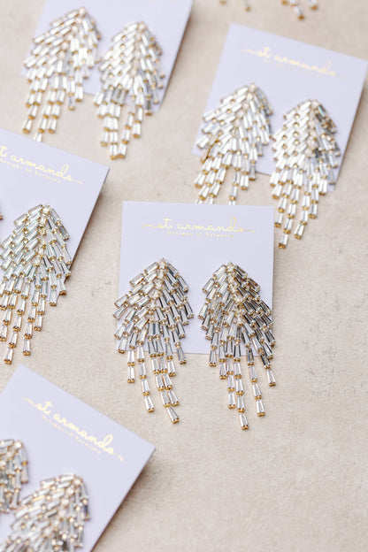 Crystal Waterfall Tassel Earrings