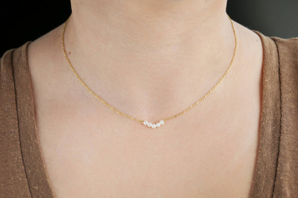 Gold Dainty Pearl Necklaces