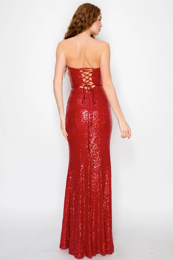 Strapless Sequin Corset Dress