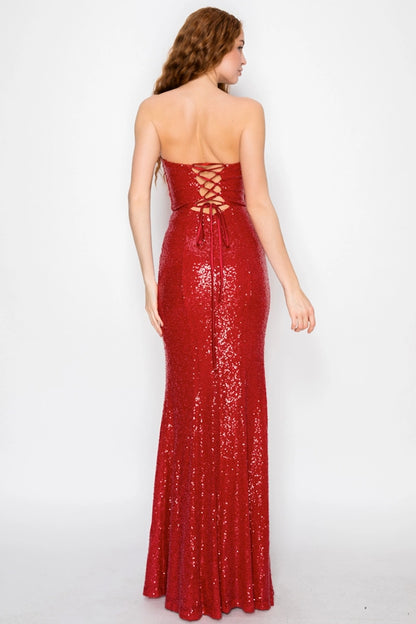 Strapless Sequin Corset Dress