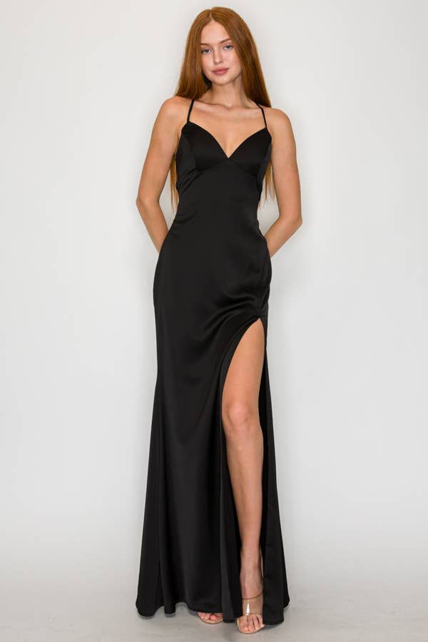 Black Satin Slip Dress