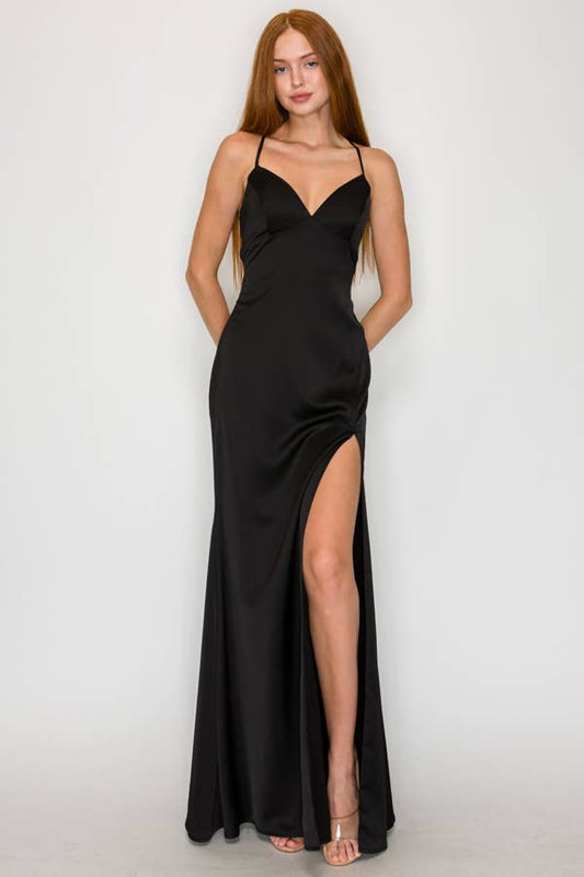 Black Satin Slip Dress