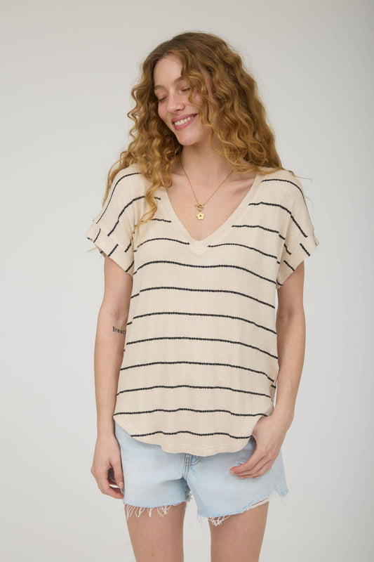Striped Knit Short Sleeve Top
