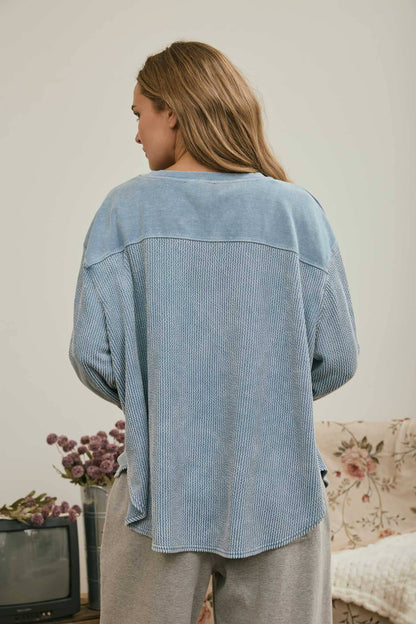 Denim Washed Knit Sweater