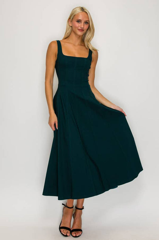 Structured Seamed Midi Dress