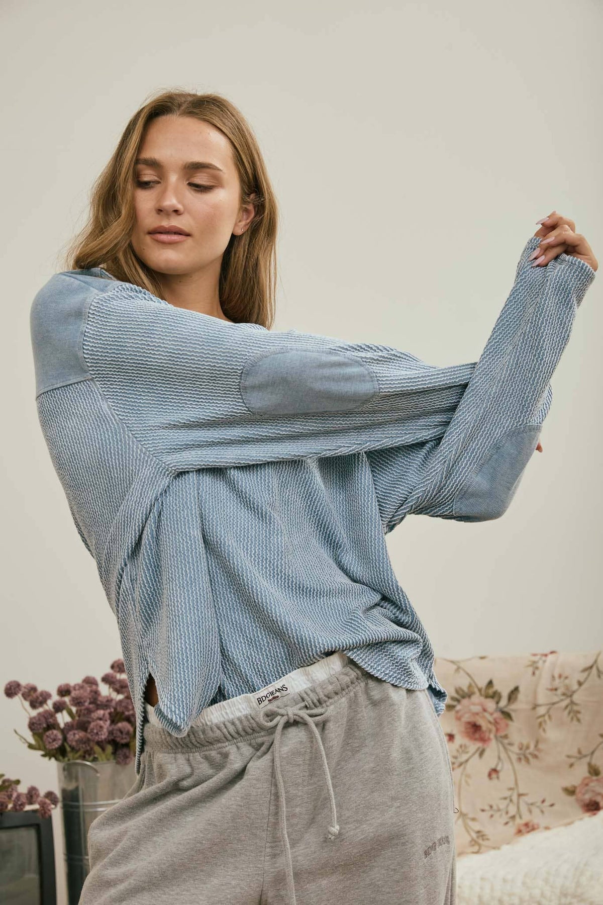 Denim Washed Knit Sweater