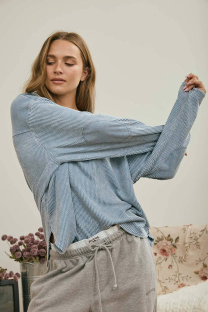 Denim Washed Knit Sweater