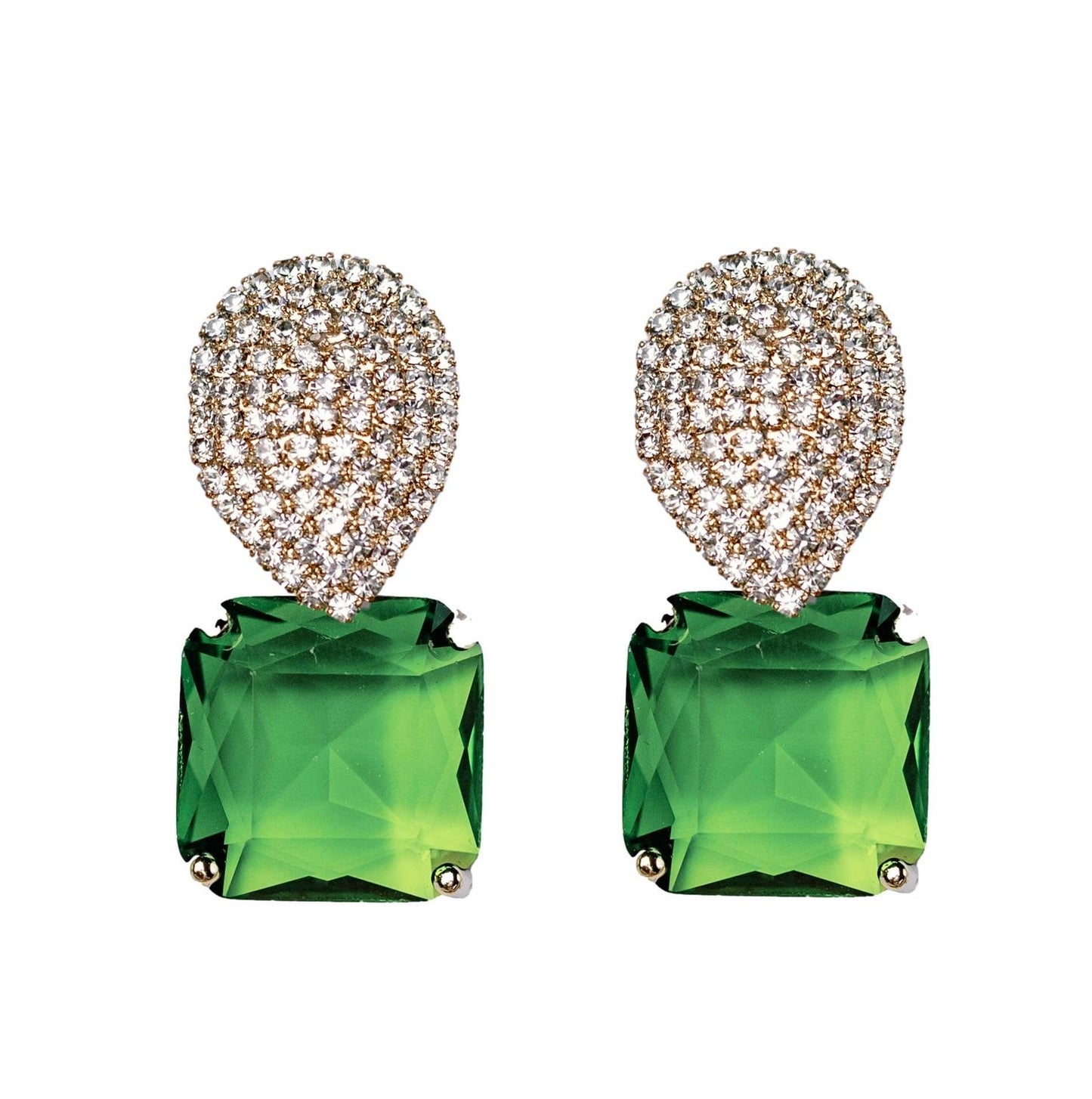 Retro Pave Crystal & Peridot Earrings