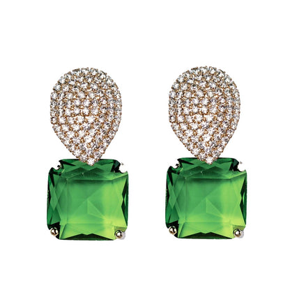 Retro Pave Crystal & Peridot Earrings