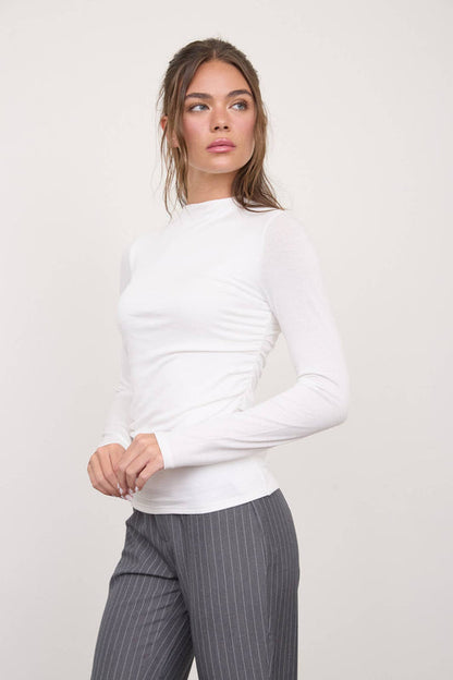 Ruched Long Sleeve Top-Shirts & Tops-The Workshop Studio-Bottoms Up Boutique