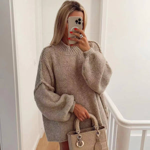 Mock Neck Khaki Sweater