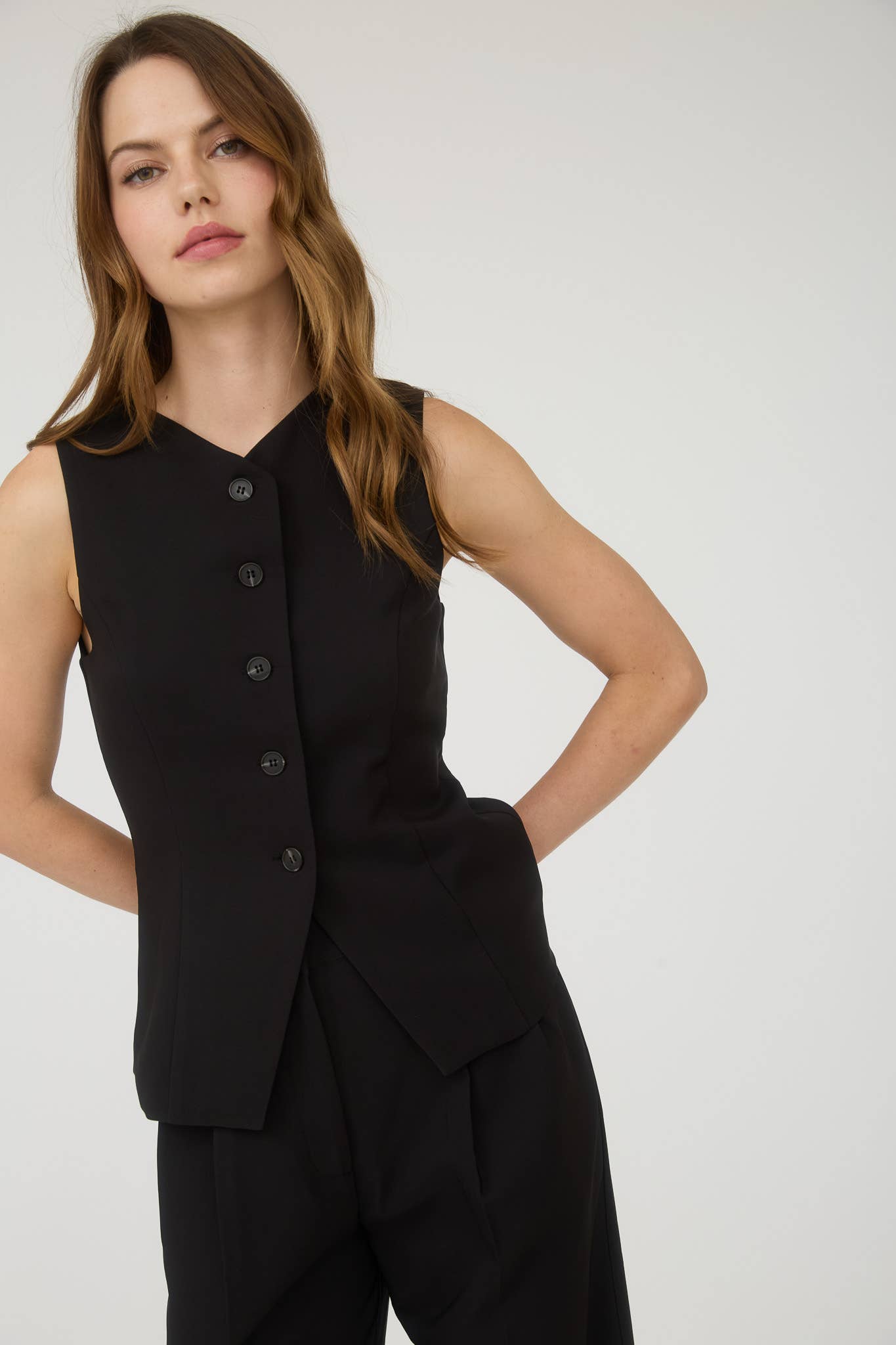 Split Front Button Down Vest