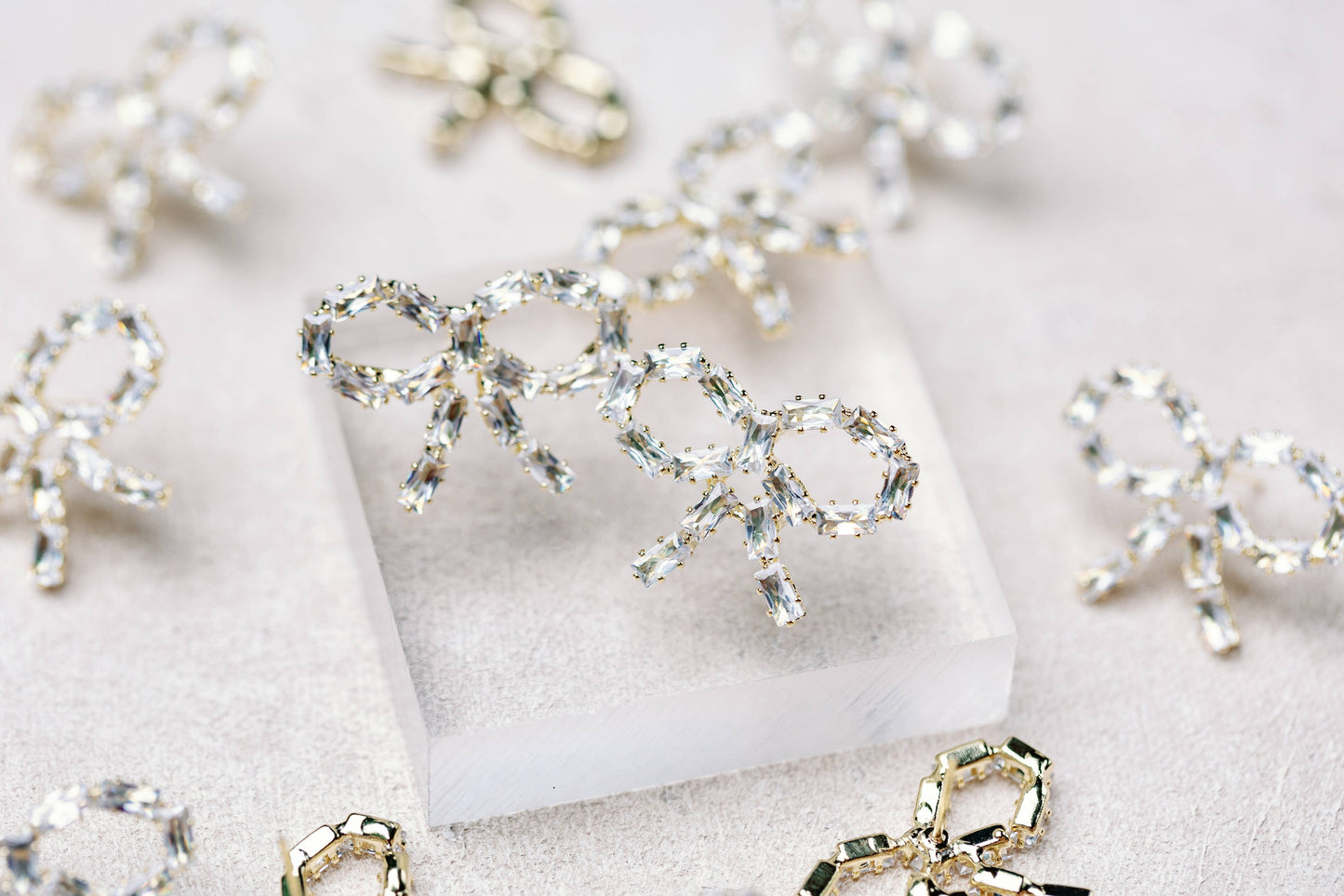 Sparkling Diamond Mini Bow Earrings