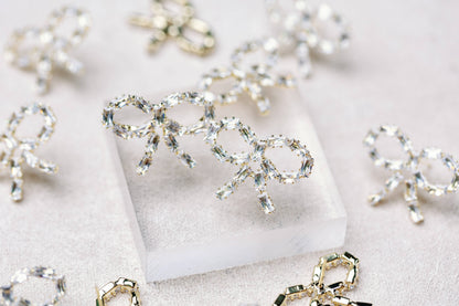 Sparkling Diamond Mini Bow Earrings