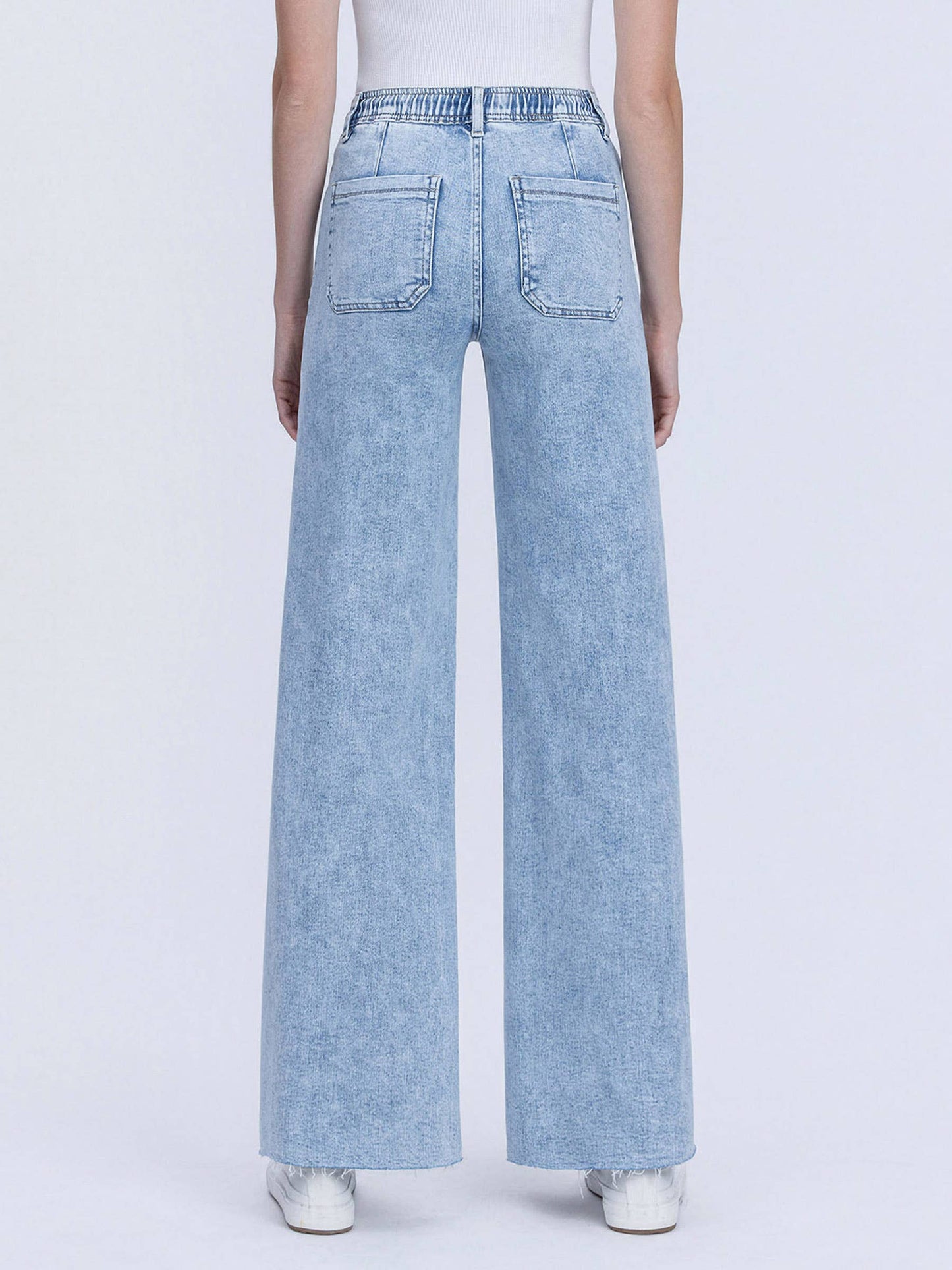 Drawstring Waist Wide Leg Jeans