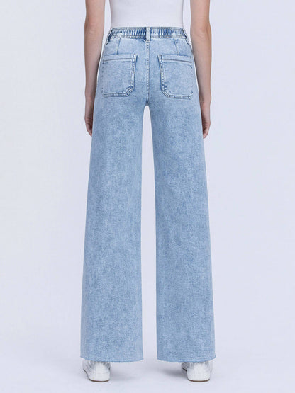 Drawstring Waist Wide Leg Jeans