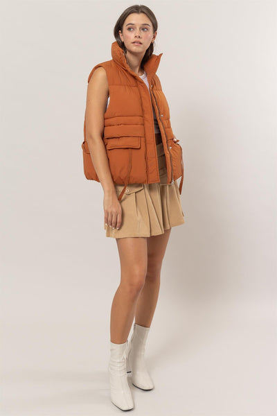 Camel Placket Puffer Vest