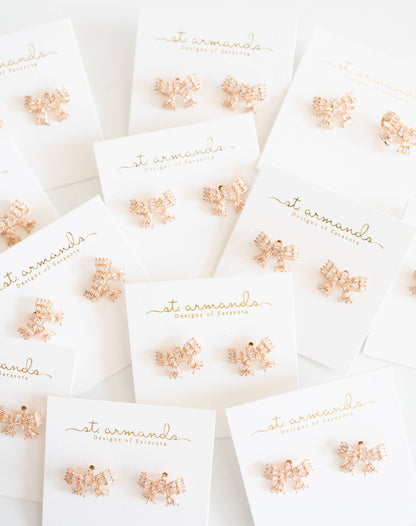 Gold Mini Sparkler Bow Earrings