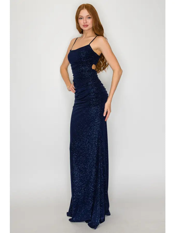Navy Glitter Mermaid Maxi Dress