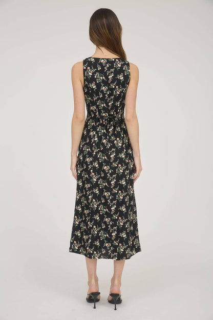 Floral Sleeveless Button Down Midi Dress
