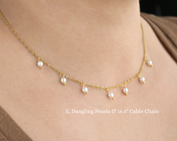 Gold Dainty Pearl Necklaces