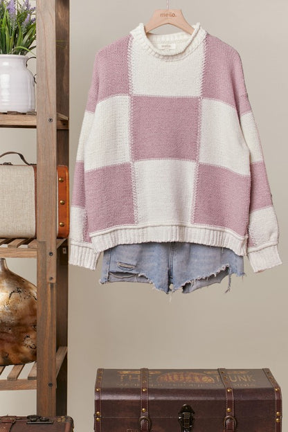 Color Block Mauve Sweater
