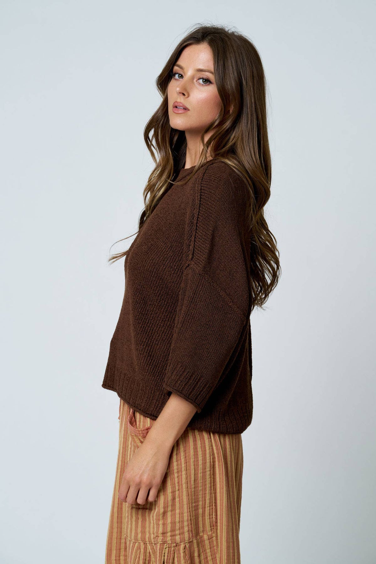 Drop Shoulder Knit Top-Sweaters-Blu Pepper-Bottoms Up Boutique