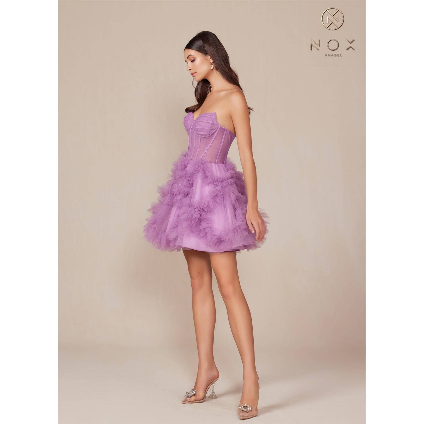 Short Strapless Ruffle Skirt Dress