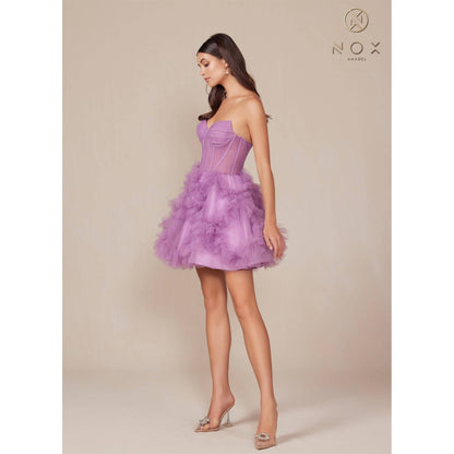 Short Strapless Ruffle Skirt Dress