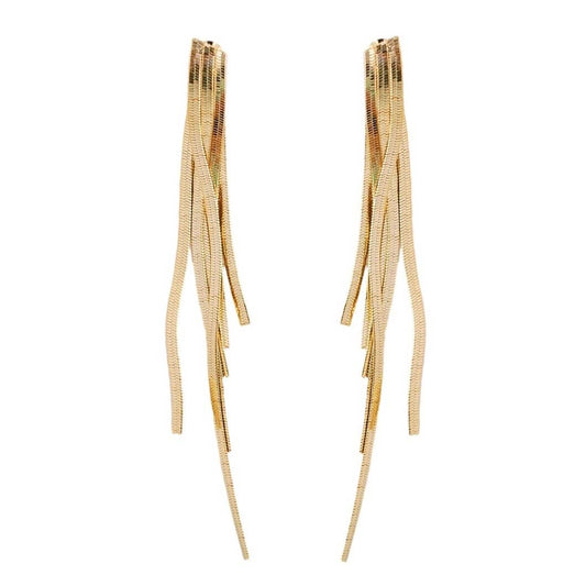 Skinny Gold Tassel Earrings