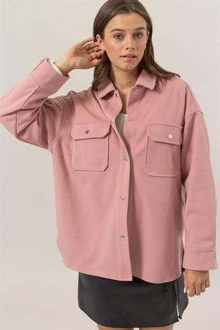 Pink Brushed Shacket