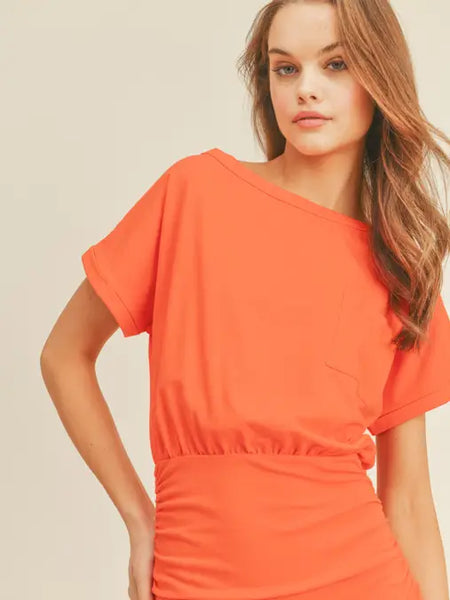 Orange Jersey Front T Shirt Dress