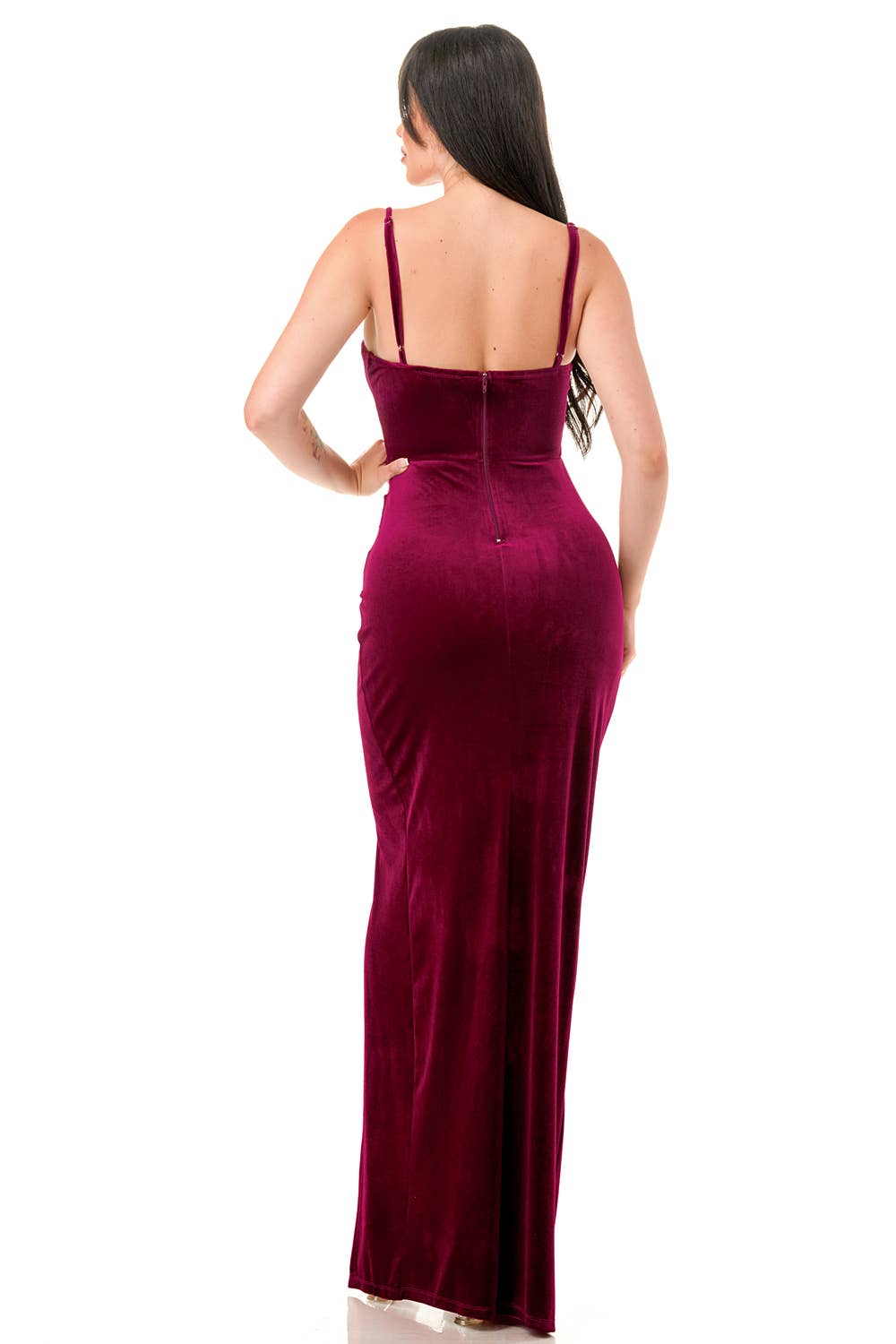 Burgundy Velvet Sequin Dress