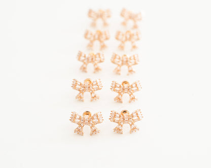 Gold Mini Sparkler Bow Earrings