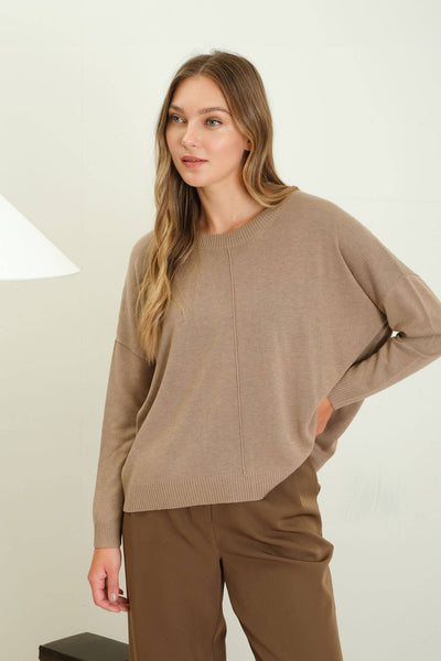 Drop Shoulder Sweater in Mocha