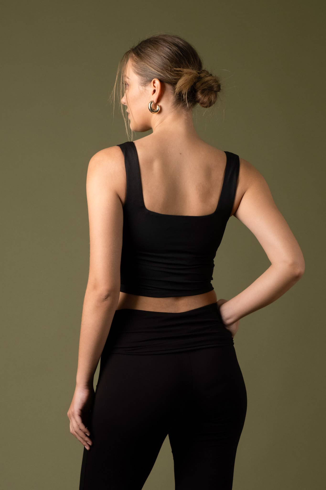 Green Reversible Square Neck Cropped Tank