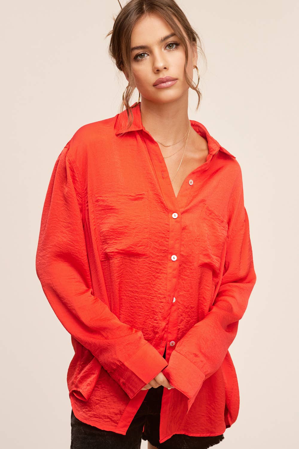 Tomato Red Button Down