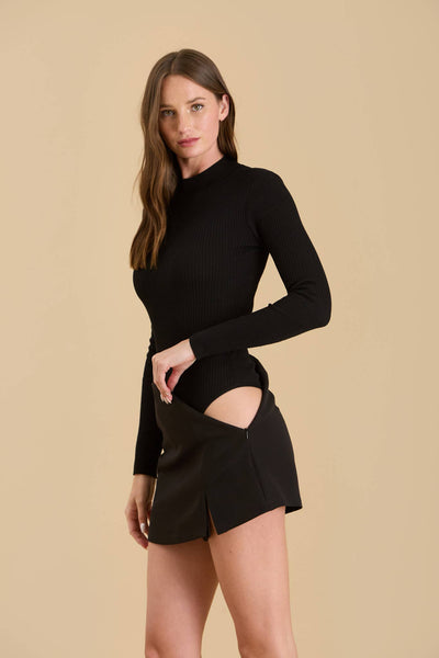 Black High Neck Body Suit