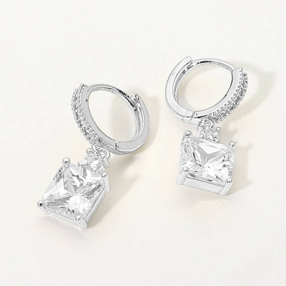 Gold Dipped Square Drop Huggie Earrings