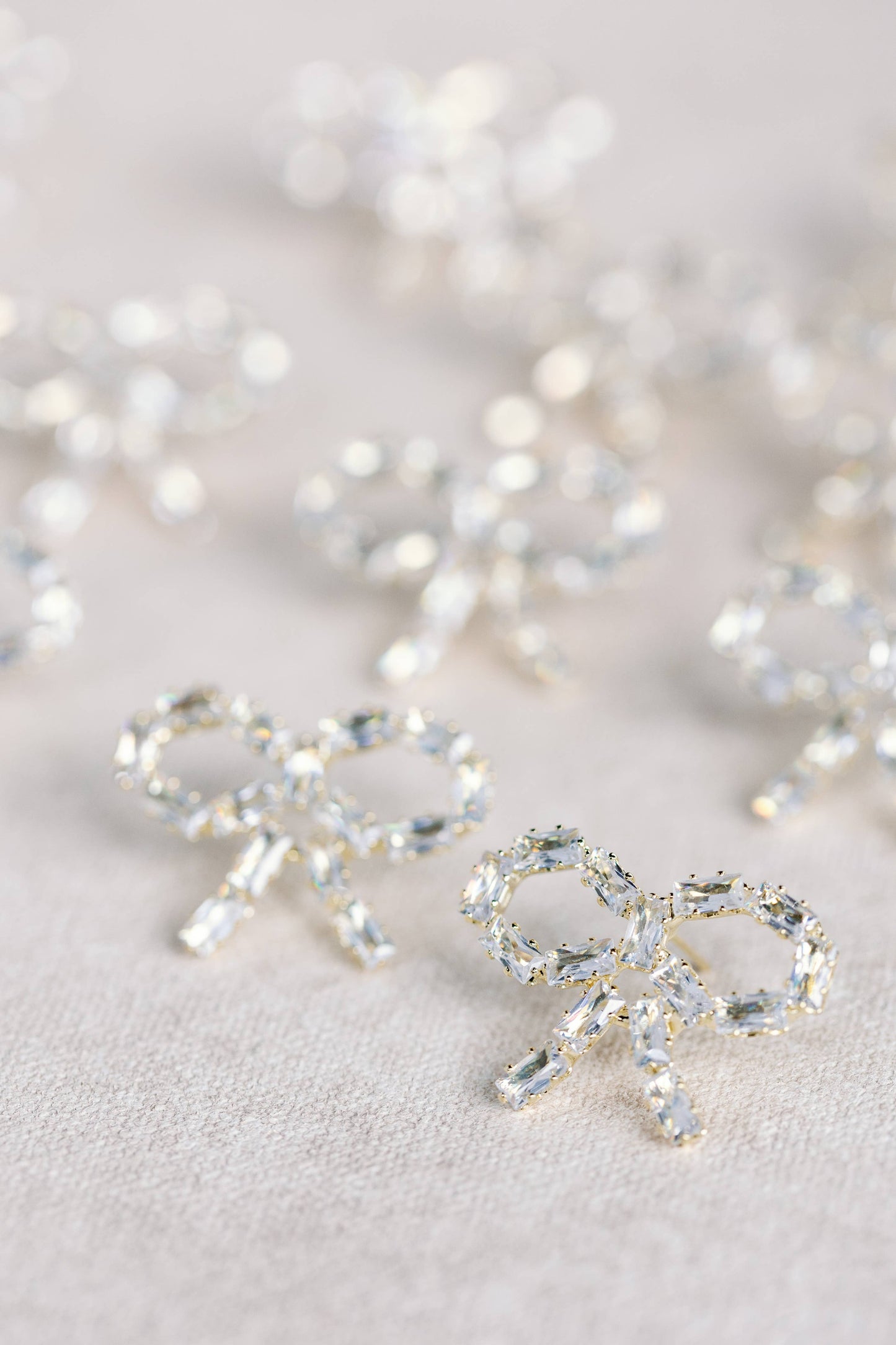 Sparkling Diamond Mini Bow Earrings