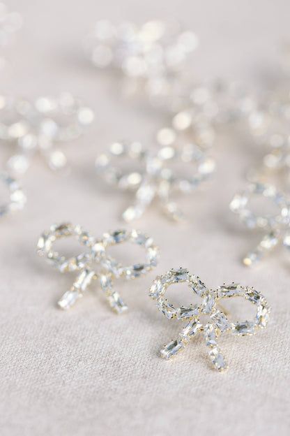 Sparkling Diamond Mini Bow Earrings