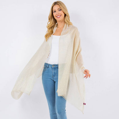 Sheer Metallic Shawl Wrap Scarf